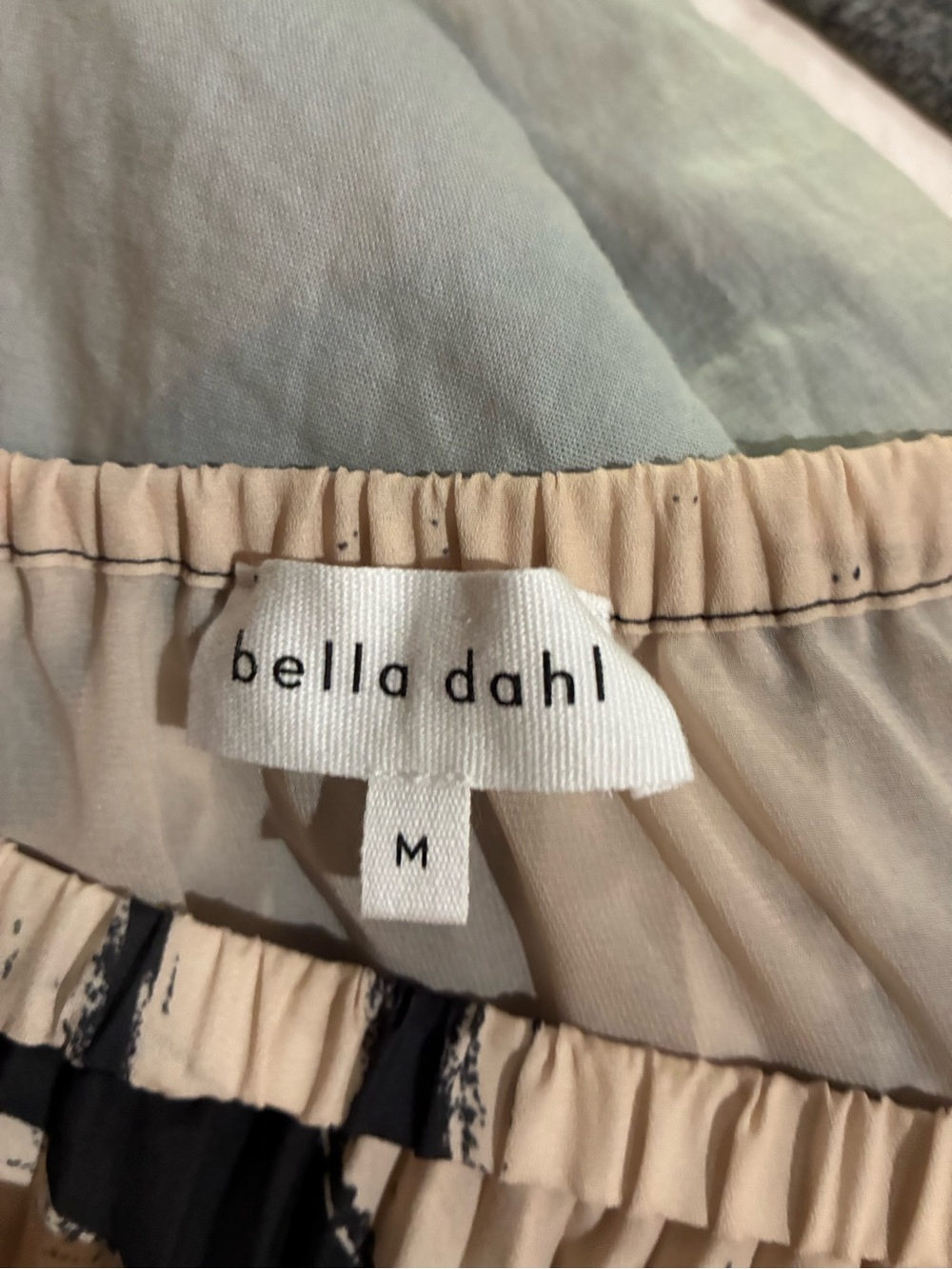 Bella Dahl Cream and Black Abstract Print Midi Skirt